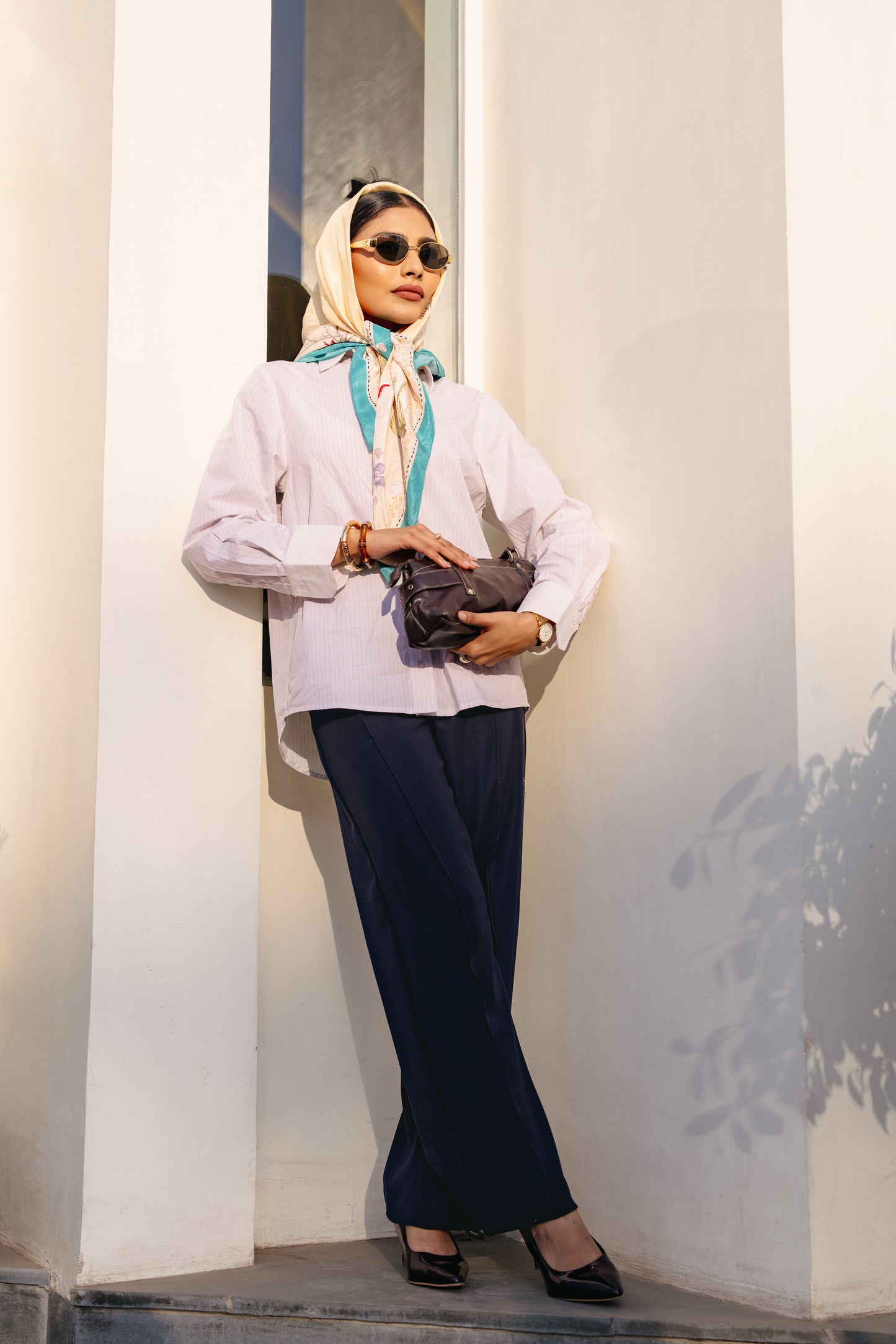 Tailored Straight Fit Trousers - Navy blue