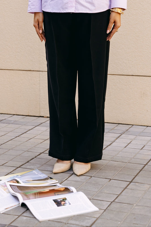 Tailored Straight Fit Trousers - Black