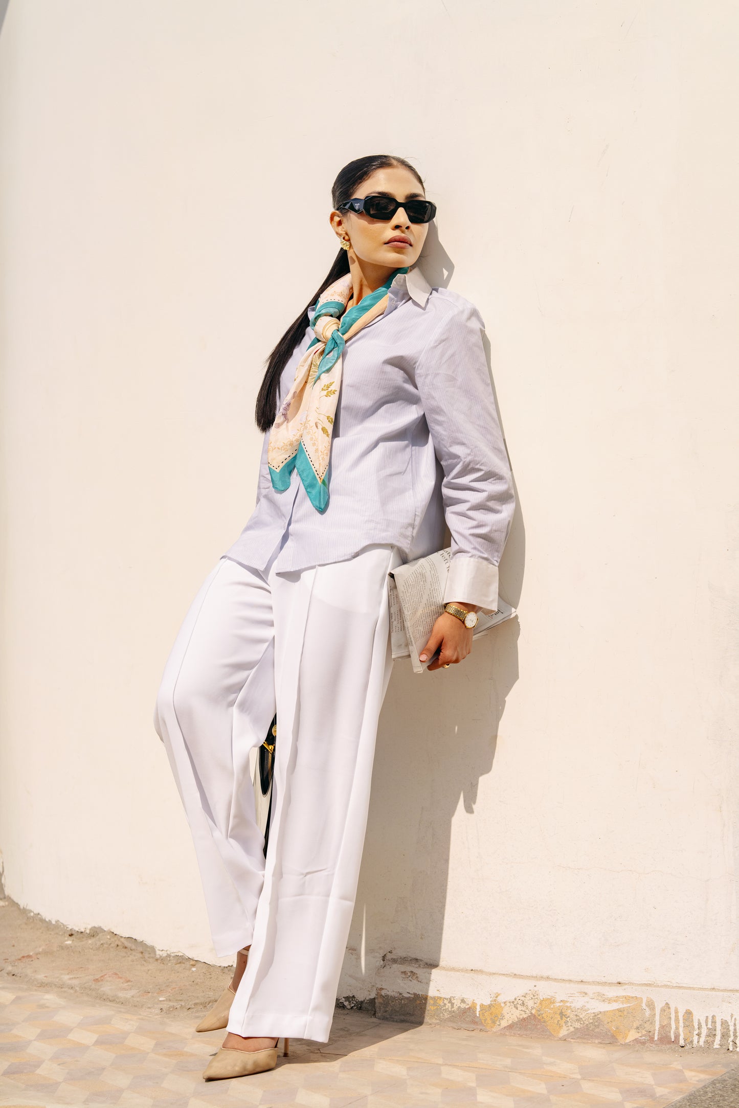 Tailored Straight Fit Trousers - White