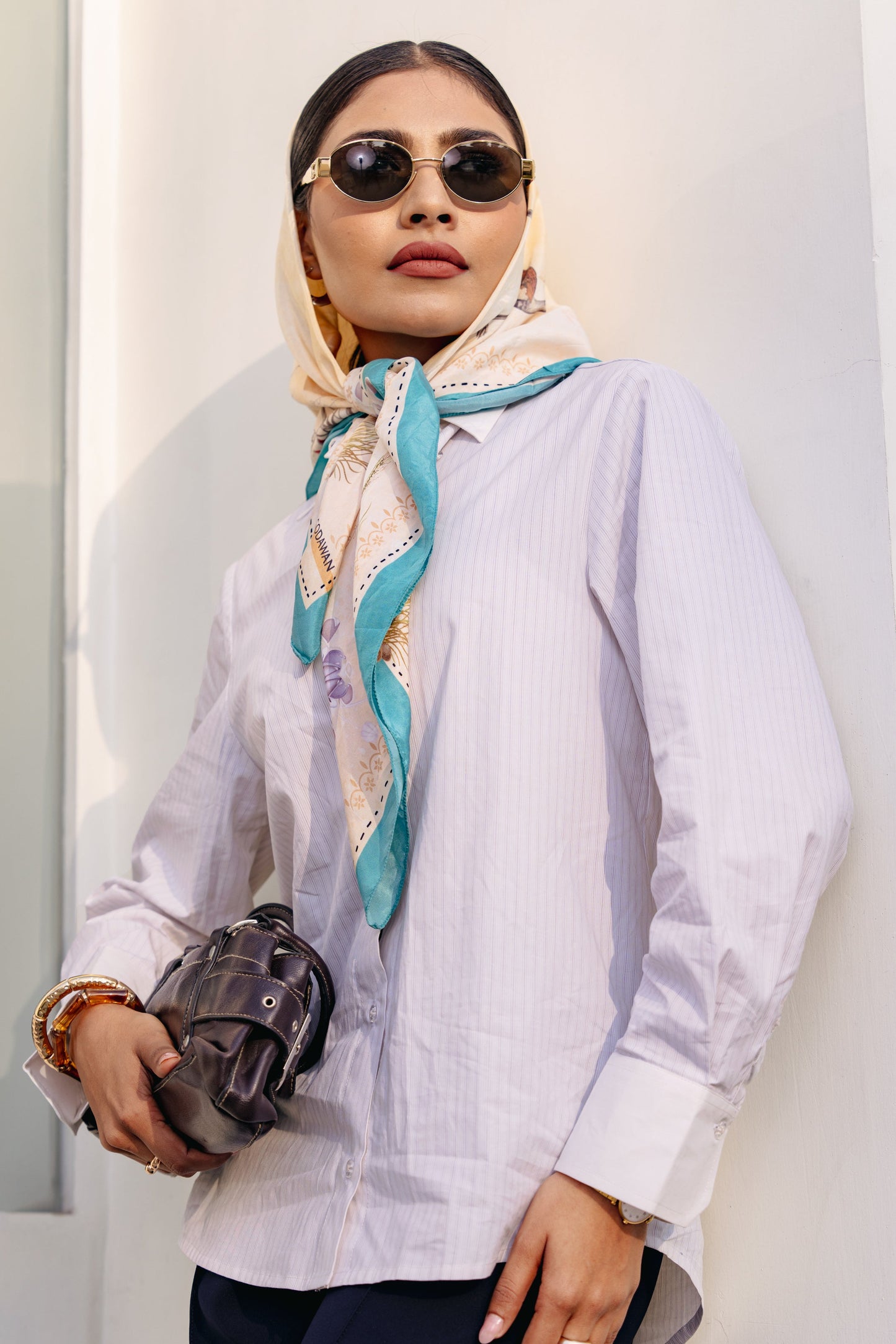 Contrast stripe tailored shirt - Golden Plum