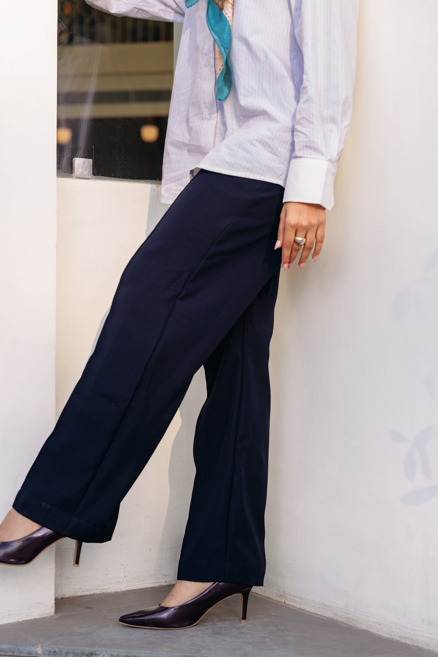 Tailored Straight Fit Trousers - Navy blue