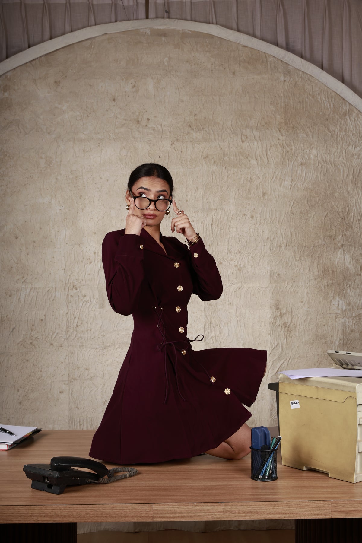 Burgandy Blazer Dress