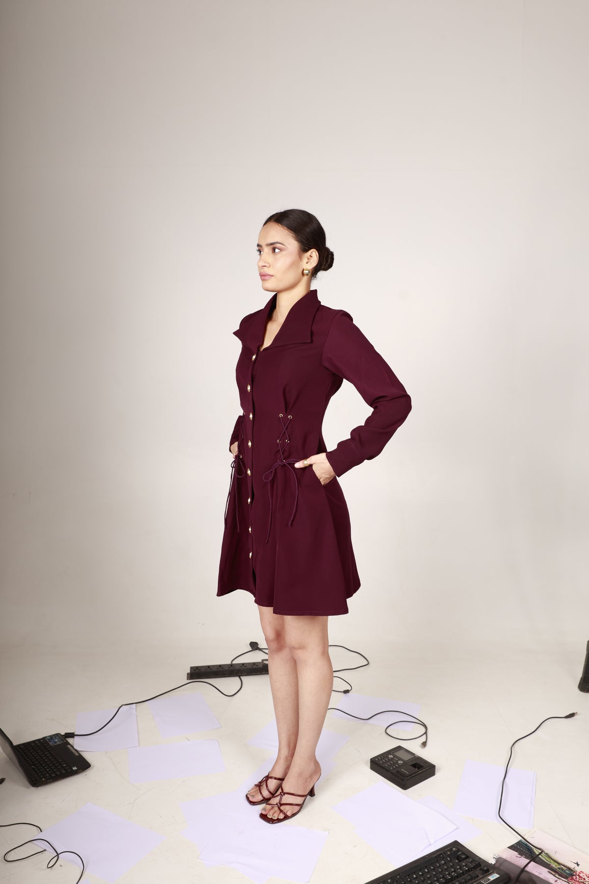 Burgandy Blazer Dress