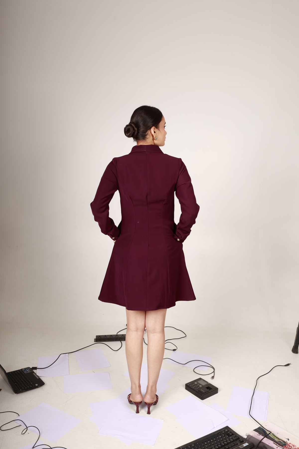 Burgandy Blazer Dress