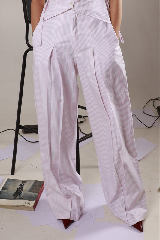 Pink Stripe Pleated Trousers
