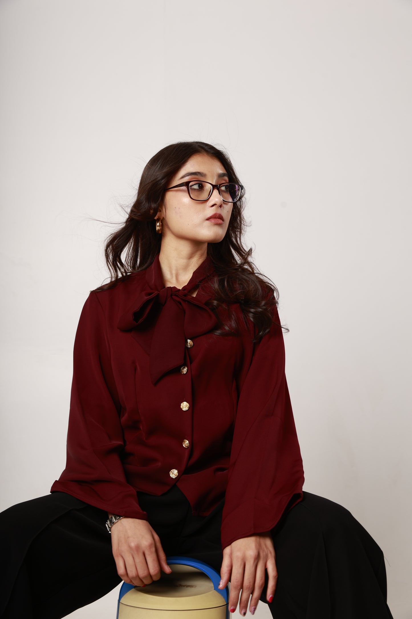 Cherry Tie-Neck Shirt