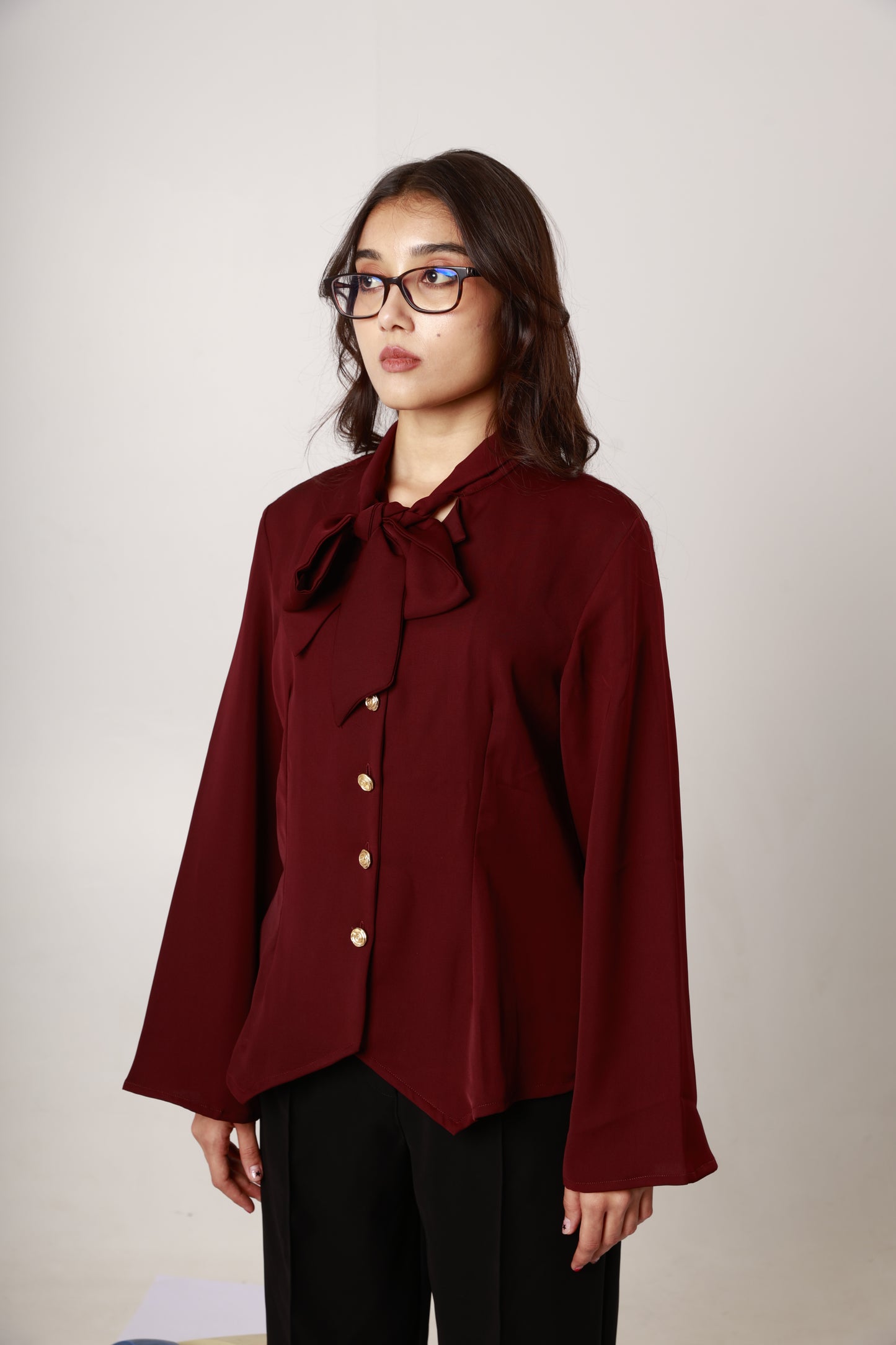 Cherry Tie-Neck Shirt