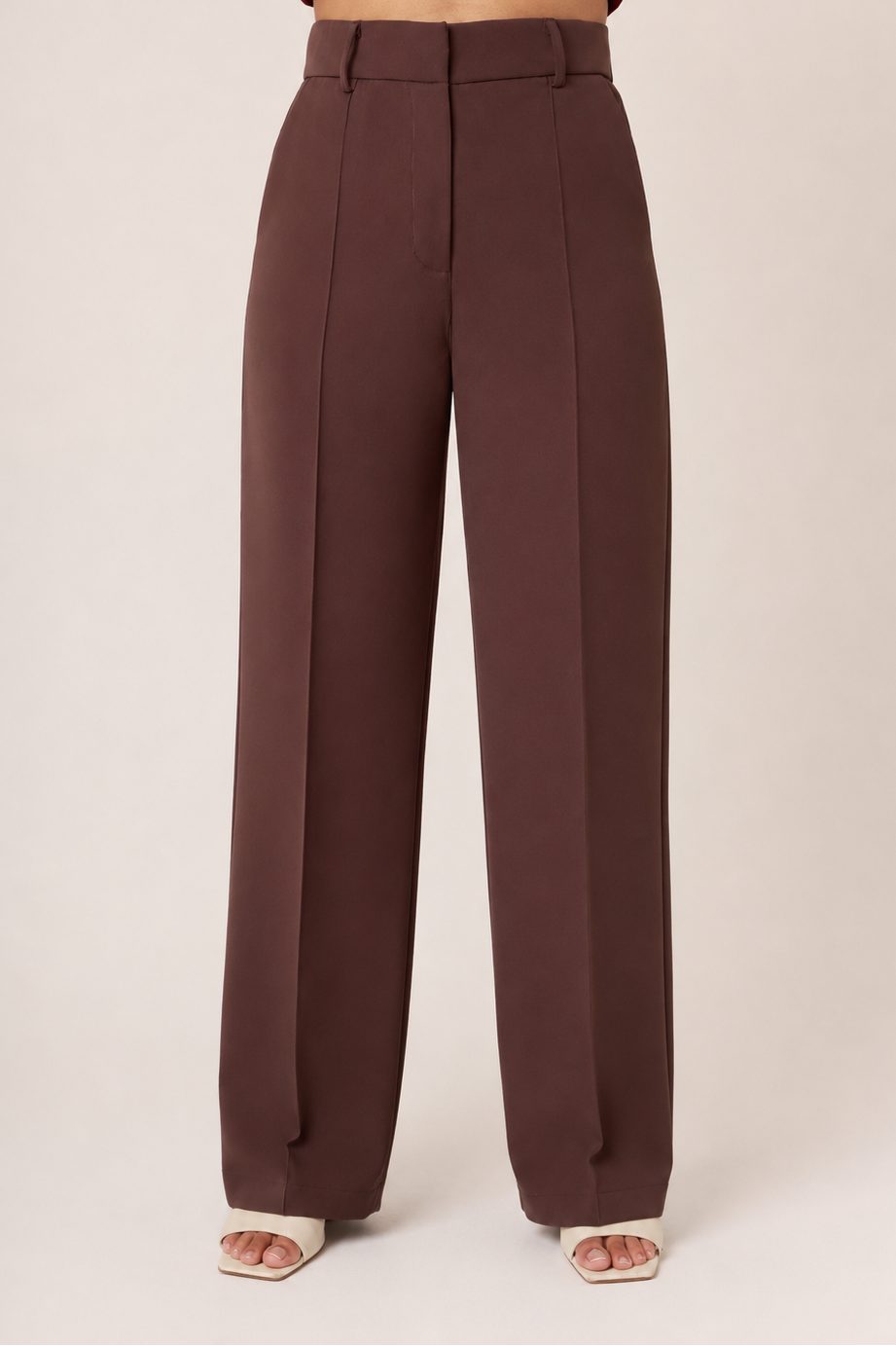 Tailored Straight Fit Trousers - Brown
