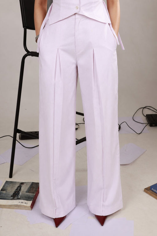 Pink Stripe Pleated Trousers